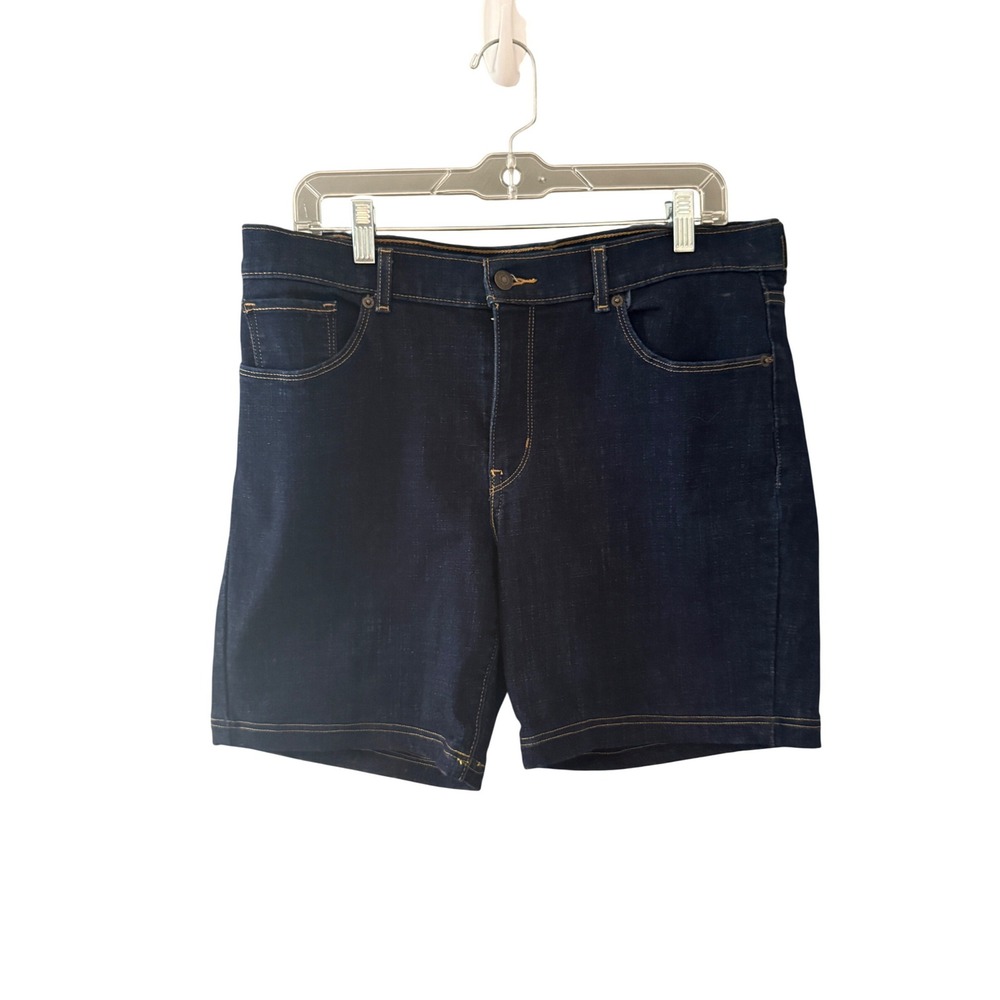 Levi Strauss Womens Dark Wash Denim‎ Bermuda Shorts Indigo Blue Size 32